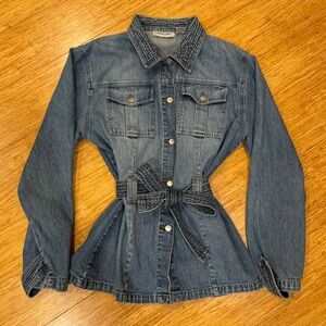 Vintage Marla Kim denim belted shirt jacket